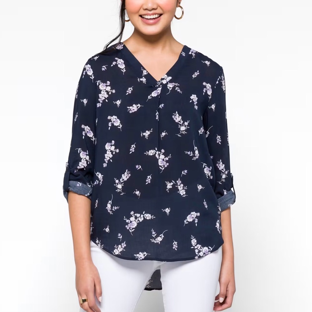Brina & Em Navy Lemmy V-Neck Top XL
